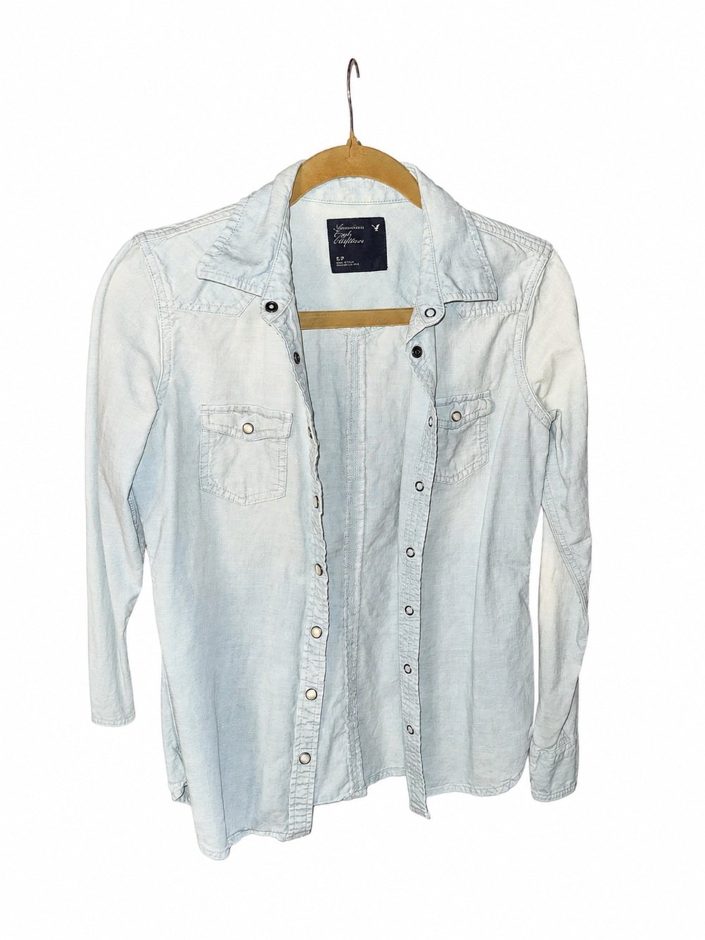 American Eagle Outfitters Light Wash Denim Shirt
